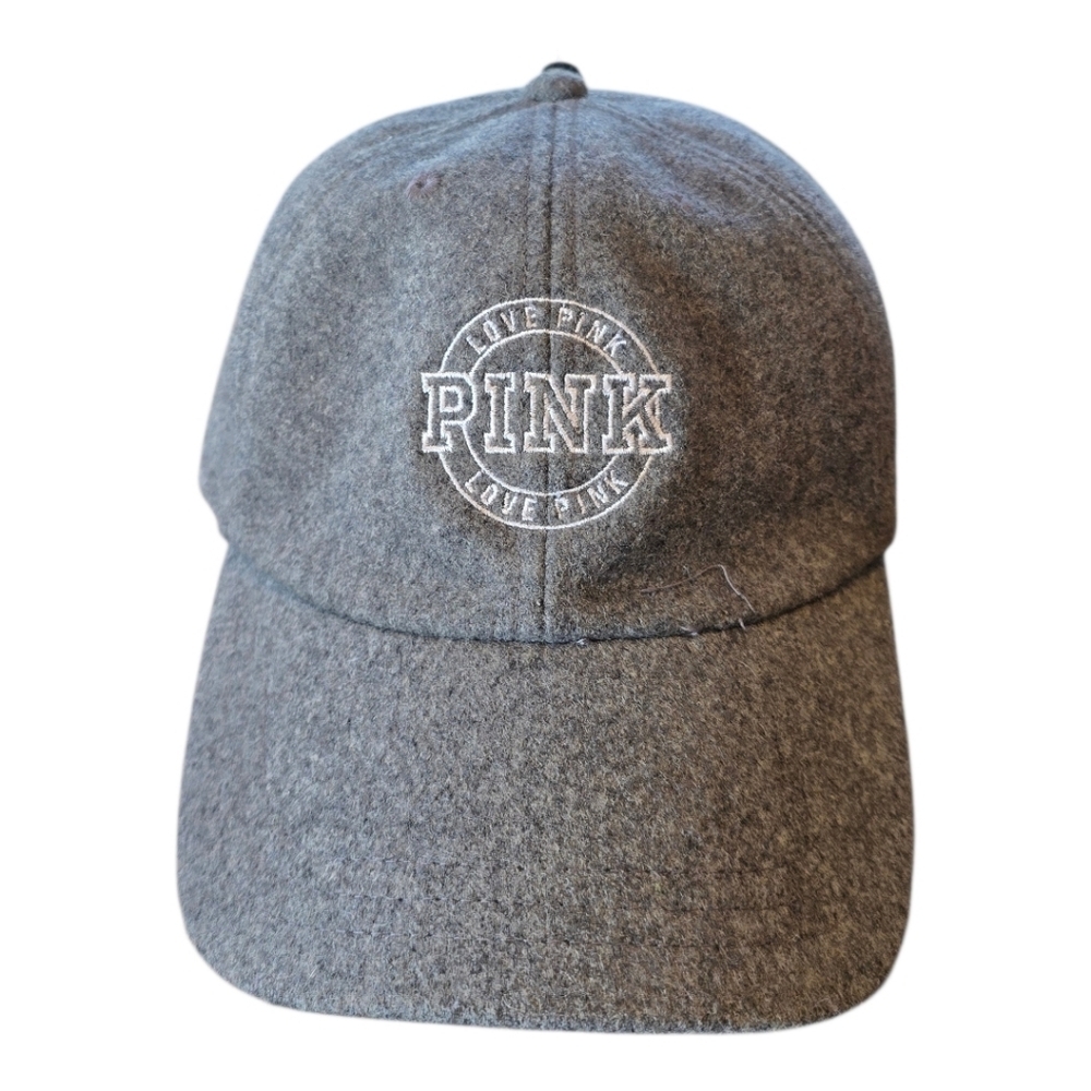 Pink Victoria's Secret Gray Wool Blend Baseball Cap